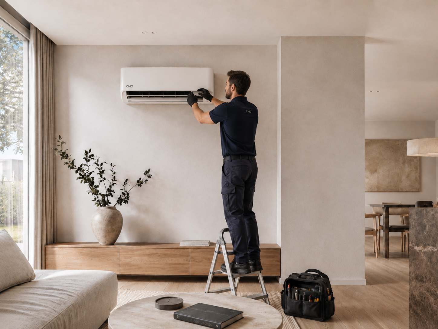 CND installateur tijdens onderhoud