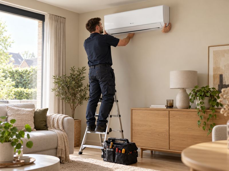 Installateur aan het werk